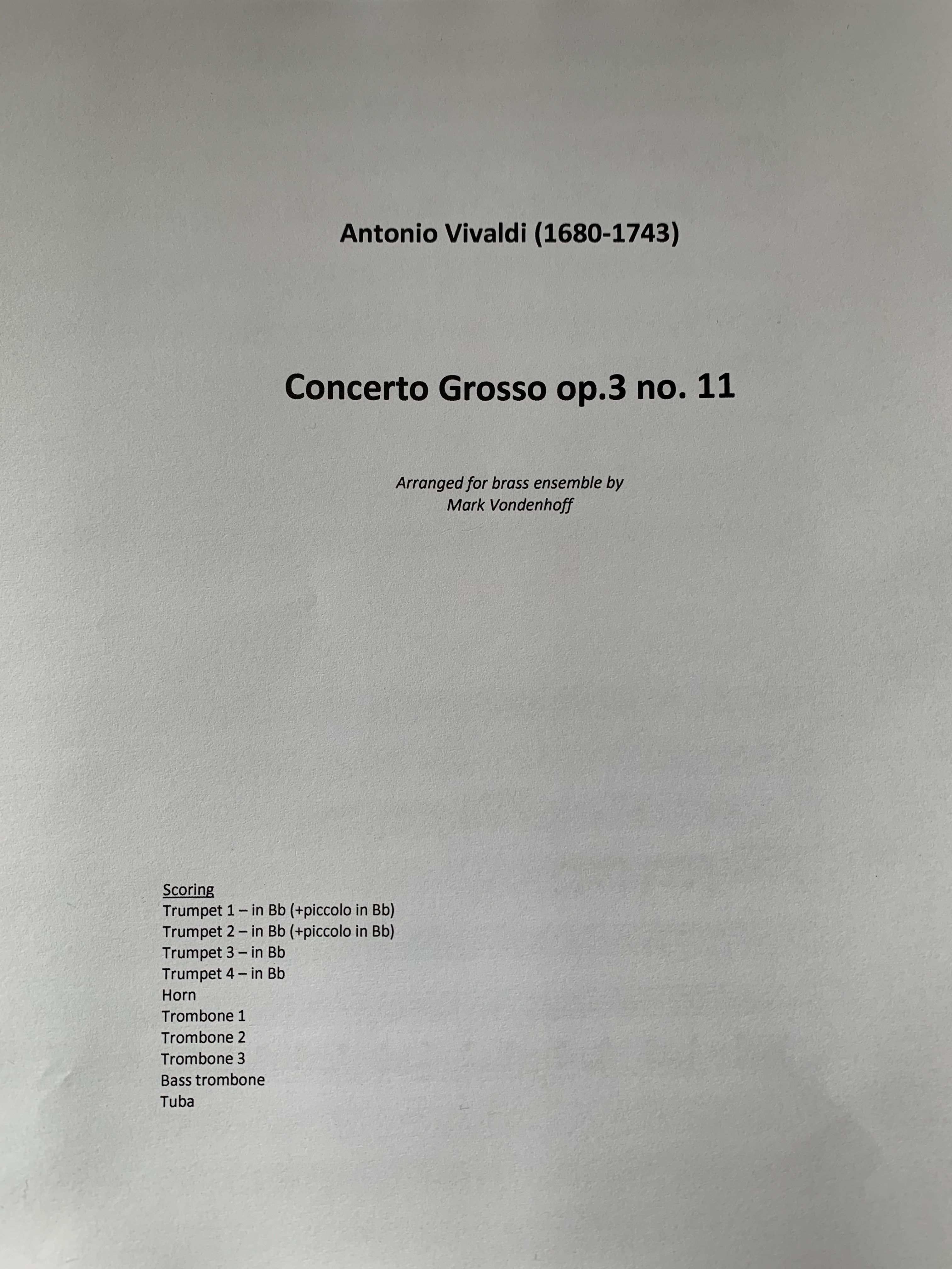 Vivali Concerto Grosso voor koperensemble